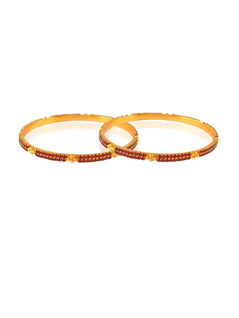 women brass gold imitation ruby bangle set