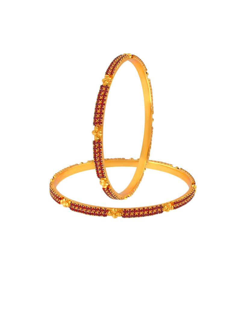 women brass gold imitation ruby bangle set - 21743940 - Standard Image - 2