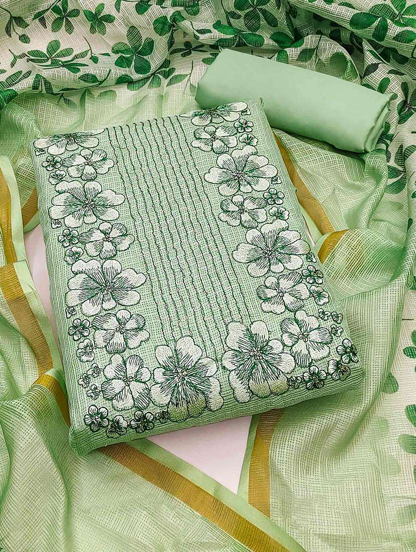 embroidered unstitched suit set with dupatta - 21744017 -  Zoom Image - 0