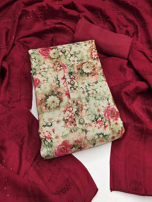 women floral print unstitched suit set with dupatta - 21744045 - Standard Image - 0