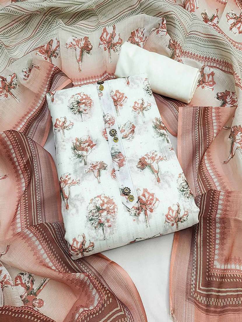 women floral print unstitched suit set with dupatta