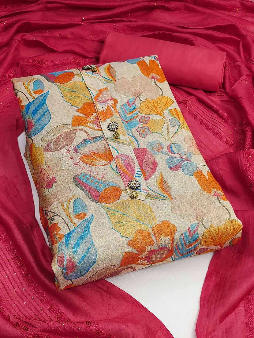 women printed unstitched suit set with dupatta