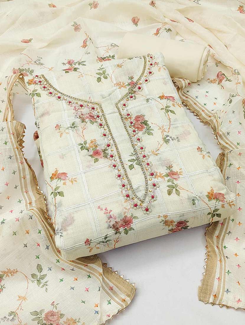 Women Printed Unstitched Suit Set With Dupatta