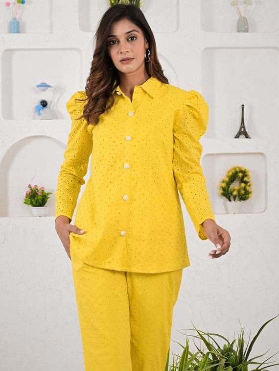 women solid shirt and trouser co-ord set - 21744991 - Standard Image - 2