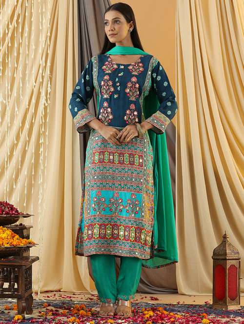 women embellished kurta pant with dupatta set - 21745085 -  Standard Image - 0