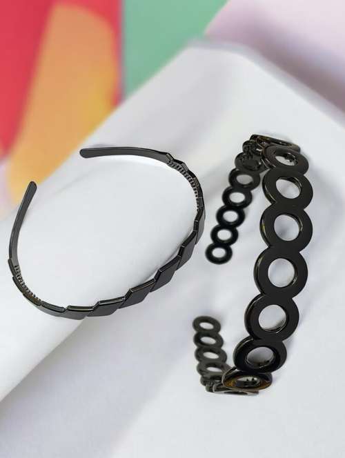 women solid plastic hairband combo