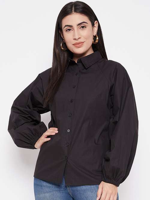 women long sleeves solid regular shirt - 21745702 -  Standard Image - 0