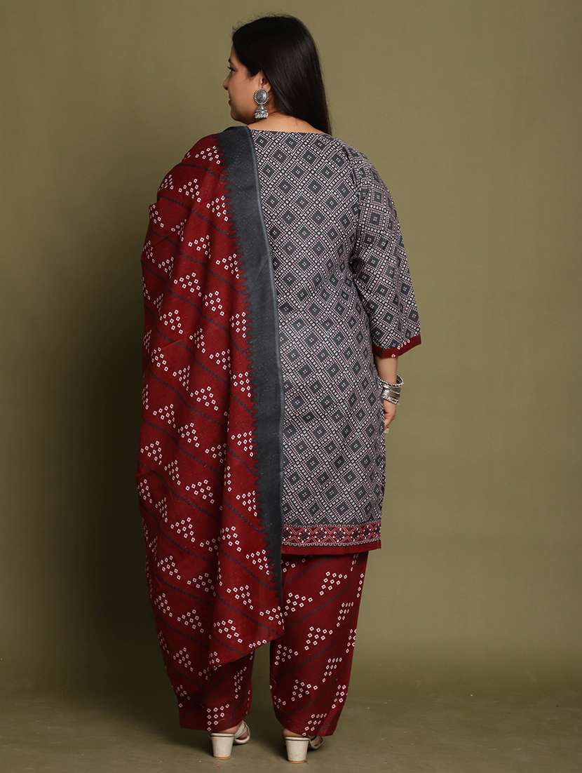 women printed plus size kurta salwar with dupatta set - 21745729 -  Standard Image - 2