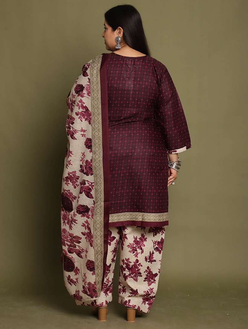 women printed plus size kurta salwar with dupatta set - 21745730 -  Standard Image - 2