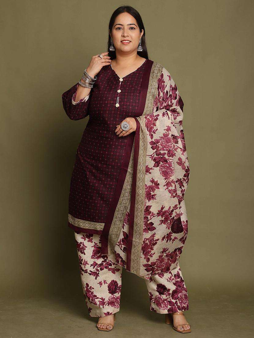 women printed plus size kurta salwar with dupatta set - 21745730 -  Standard Image - 2