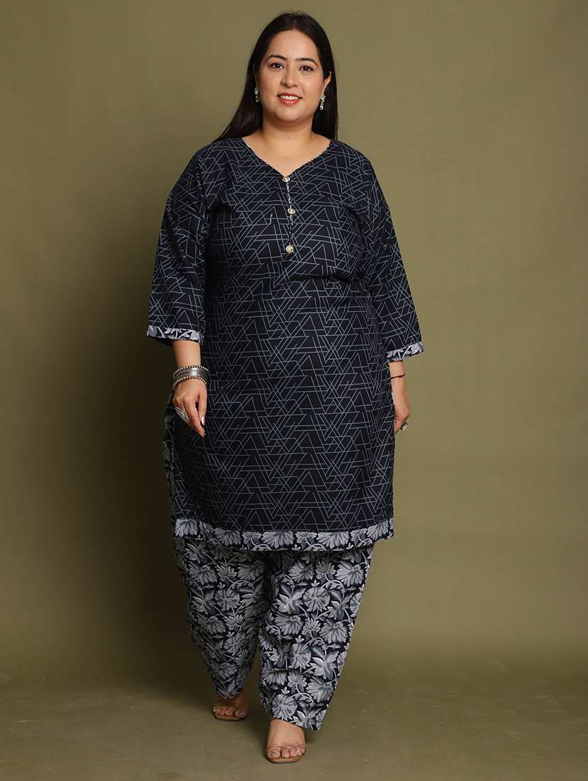 women printed plus size kurta salwar with dupatta set - 21745731 -  Standard Image - 2