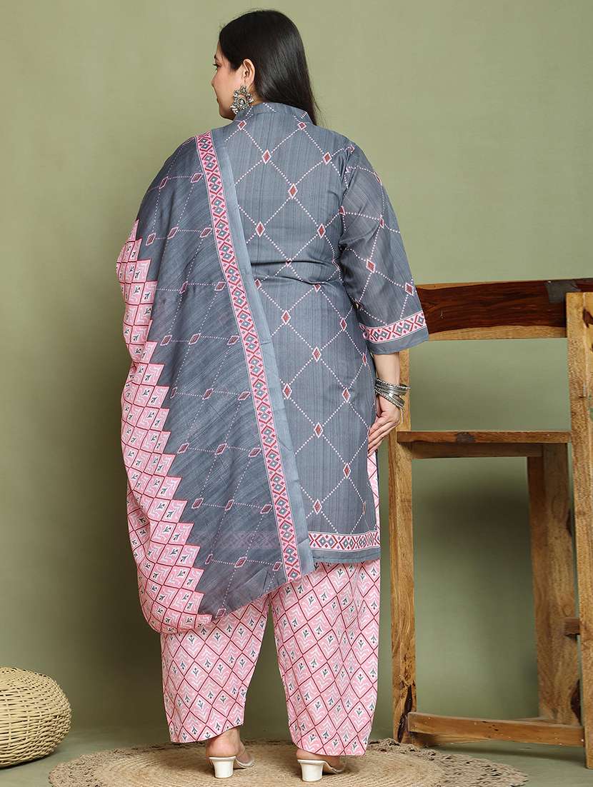women printed plus size kurta salwar with dupatta set - 21745742 -  Standard Image - 2