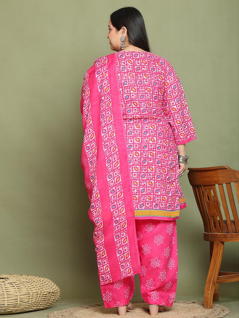 women printed plus size kurta salwar with dupatta set - 21745744 - Standard Image - 2