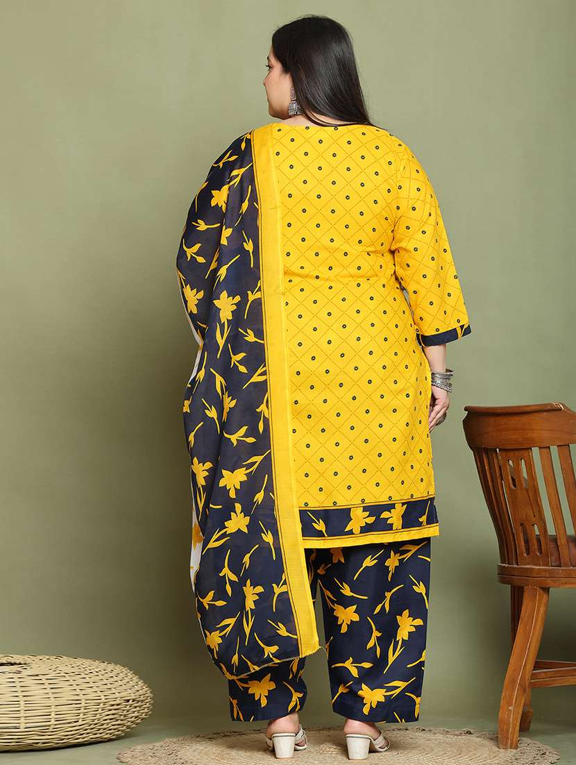 women printed plus size kurta salwar with dupatta set - 21745747 -  Standard Image - 2
