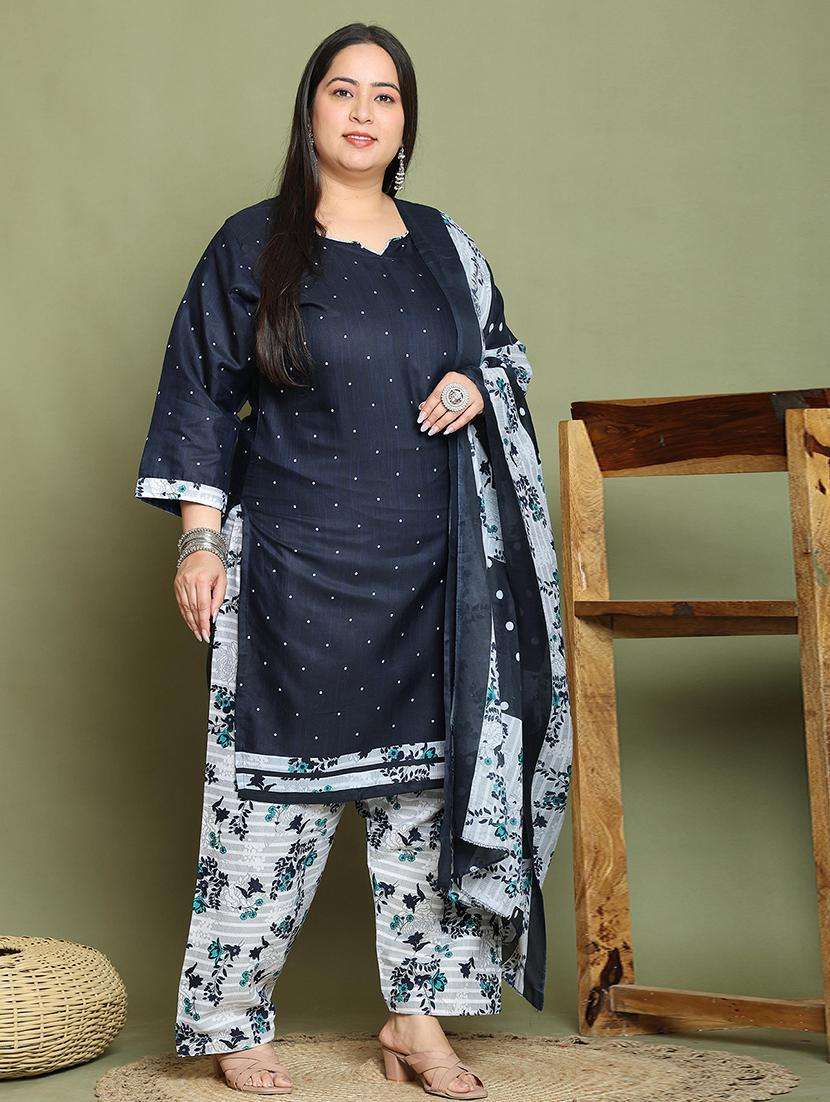 women printed plus size kurta salwar with dupatta set - 21745749 -  Standard Image - 2