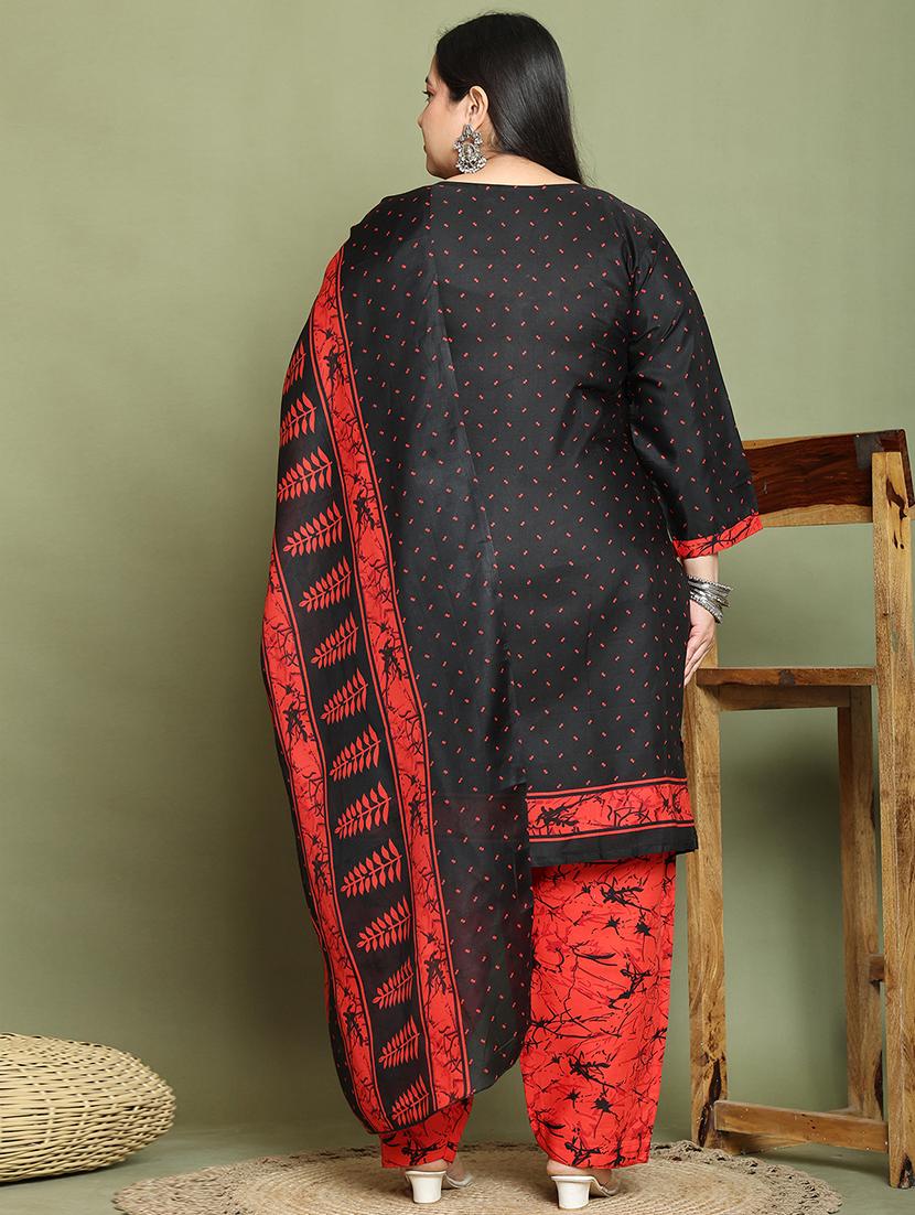 women printed plus size kurta salwar with dupatta set - 21745750 - Standard Image - 2