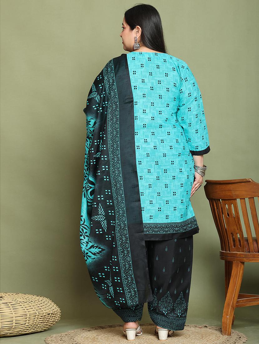 women printed plus size kurta salwar with dupatta set - 21745751 - Standard Image - 2