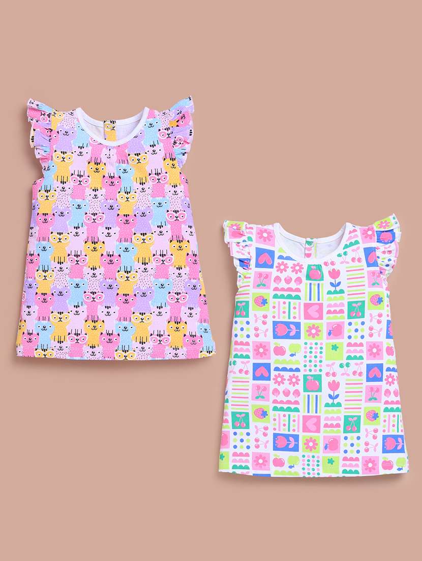 girls pack of 2 printed frocks