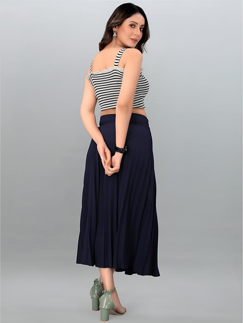 women solid high rise flared skirt - 21745804 - Standard Image - 2