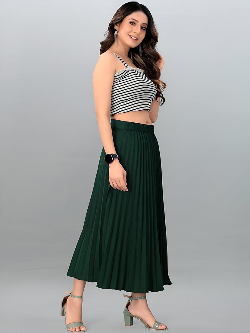 women solid high rise flared skirt - 21745805 - Standard Image - 2