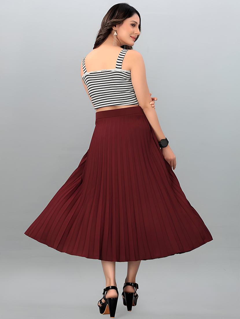 women solid high rise flared skirt - 21745806 - Standard Image - 2