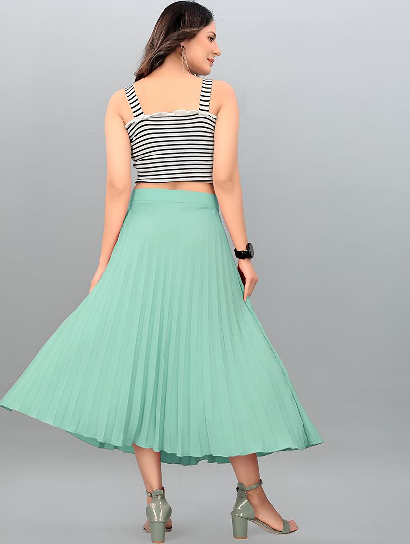 women solid mid rise flared skirt - 21745810 - Standard Image - 2