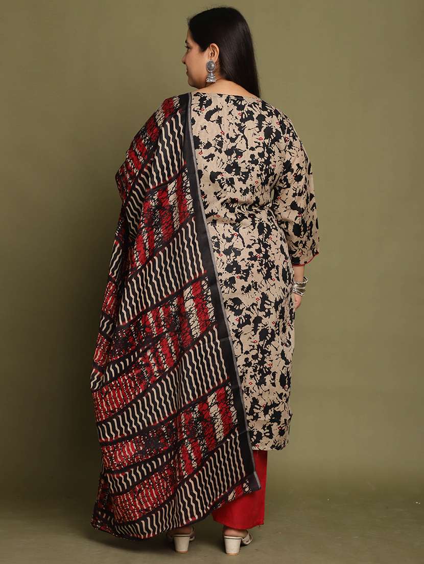 women printed plus size kurta pant with dupatta set - 21745822 -  Standard Image - 2