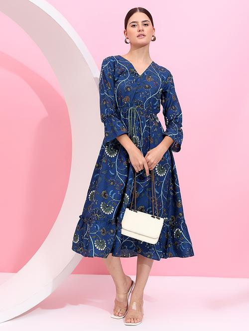women printed tiered dress - 21745888 - Standard Image - 0