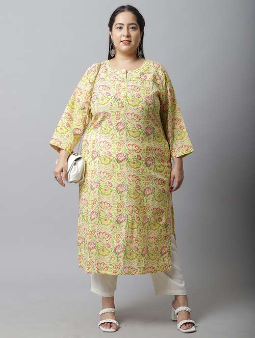 women plus size floral printed straight kurta - 21745899 - Standard Image - 0