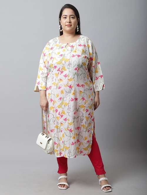 women plus size floral printed straight kurta - 21745900 - Standard Image - 0