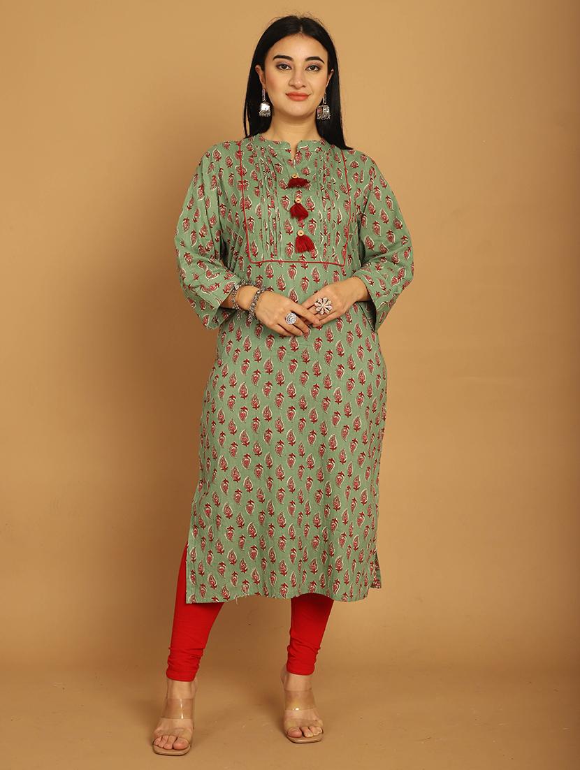 women printed three quarter sleeve straight kurta - 21745911 -  Zoom Image - 0