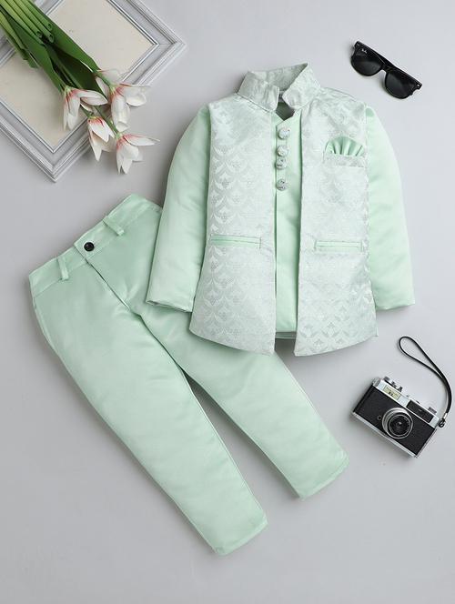 boys self design sherwani with jacket - 21745933 - Standard Image - 0