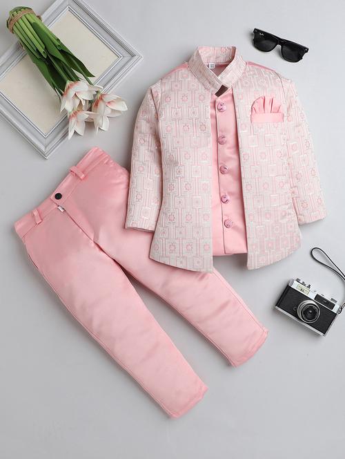 boys self design sherwani with jacket - 21745935 - Standard Image - 0