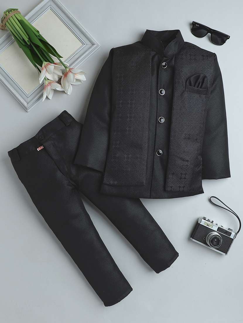 boys self design sherwani with jacket
