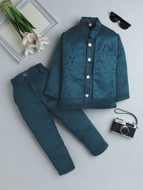 boys embroidered sherwani with jacket - 21745942 - Standard Image - 0