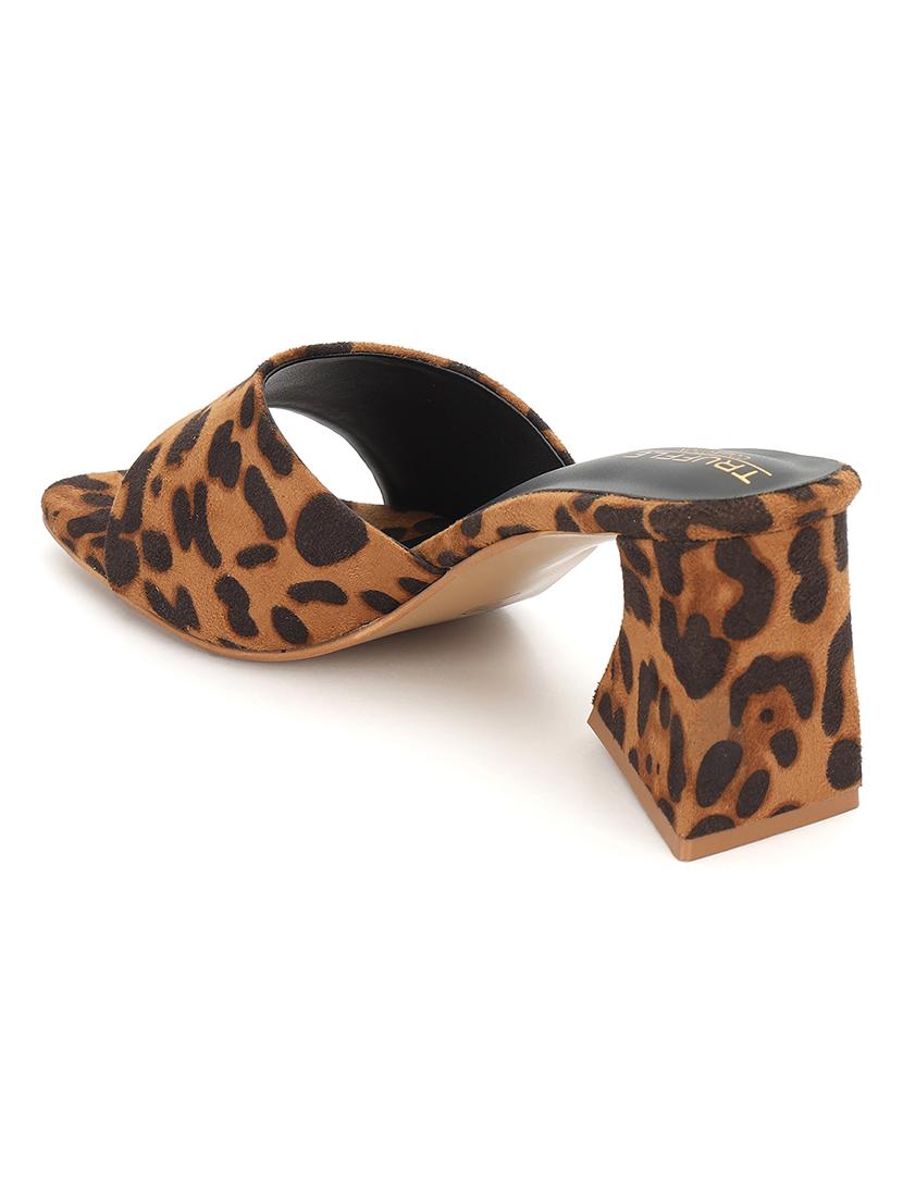 women animal print slip on block heel sandal - 21745967 - Standard Image - 2