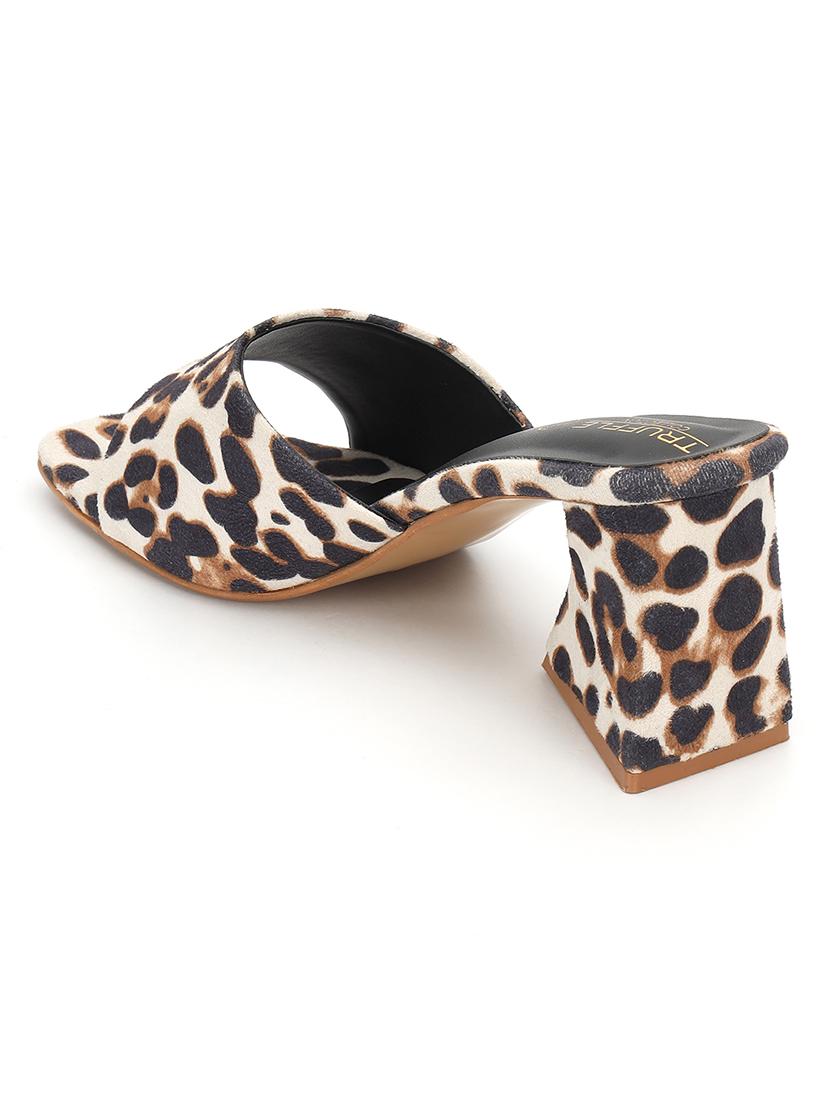 women animal print slip on block heel sandal - 21745969 - Standard Image - 2