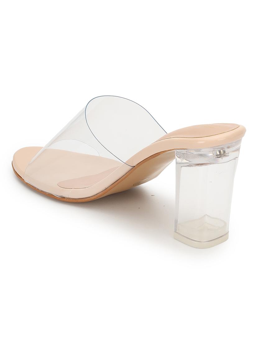 women transparent slip on block heel sandal - 21745971 - Standard Image - 2