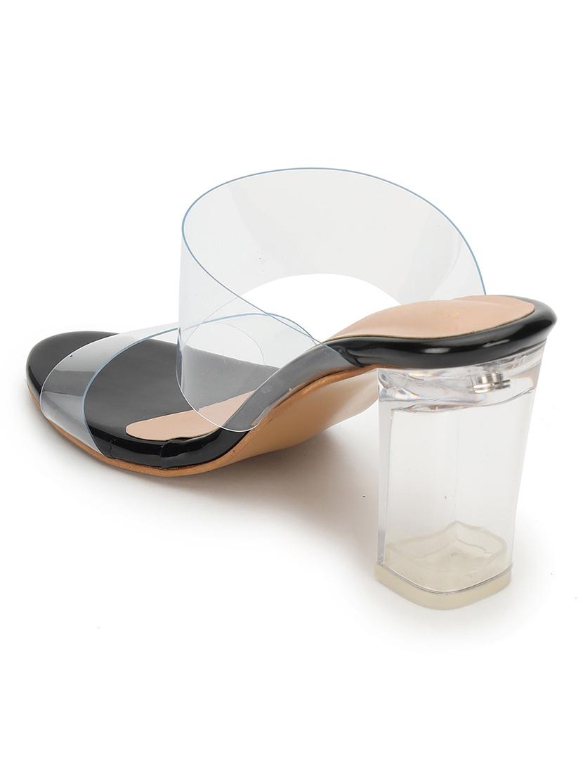 women transparent slip on block heel sandal - 21745972 - Standard Image - 2
