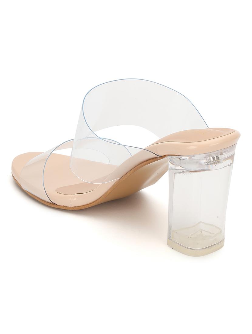 women transparent slip on block heel sandal - 21745973 - Standard Image - 2