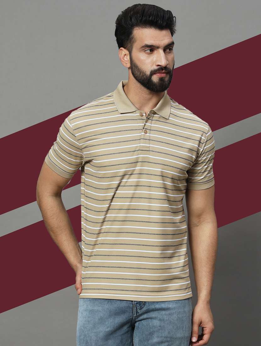 men short sleeves striped polo t-shirt