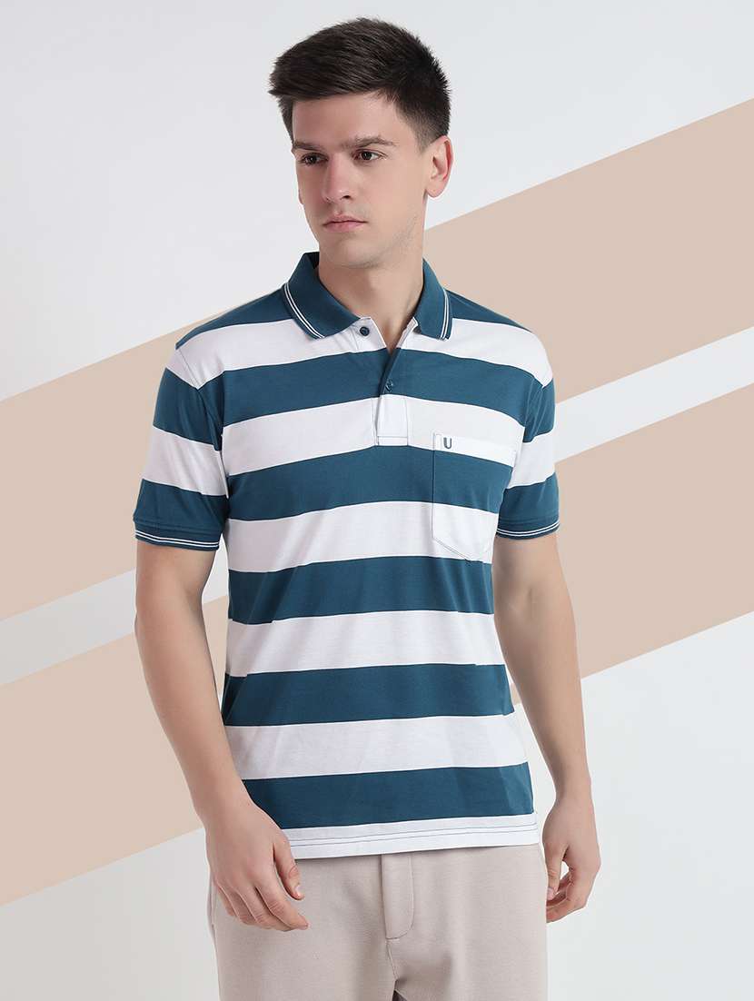 men short sleeves striped polo t-shirt