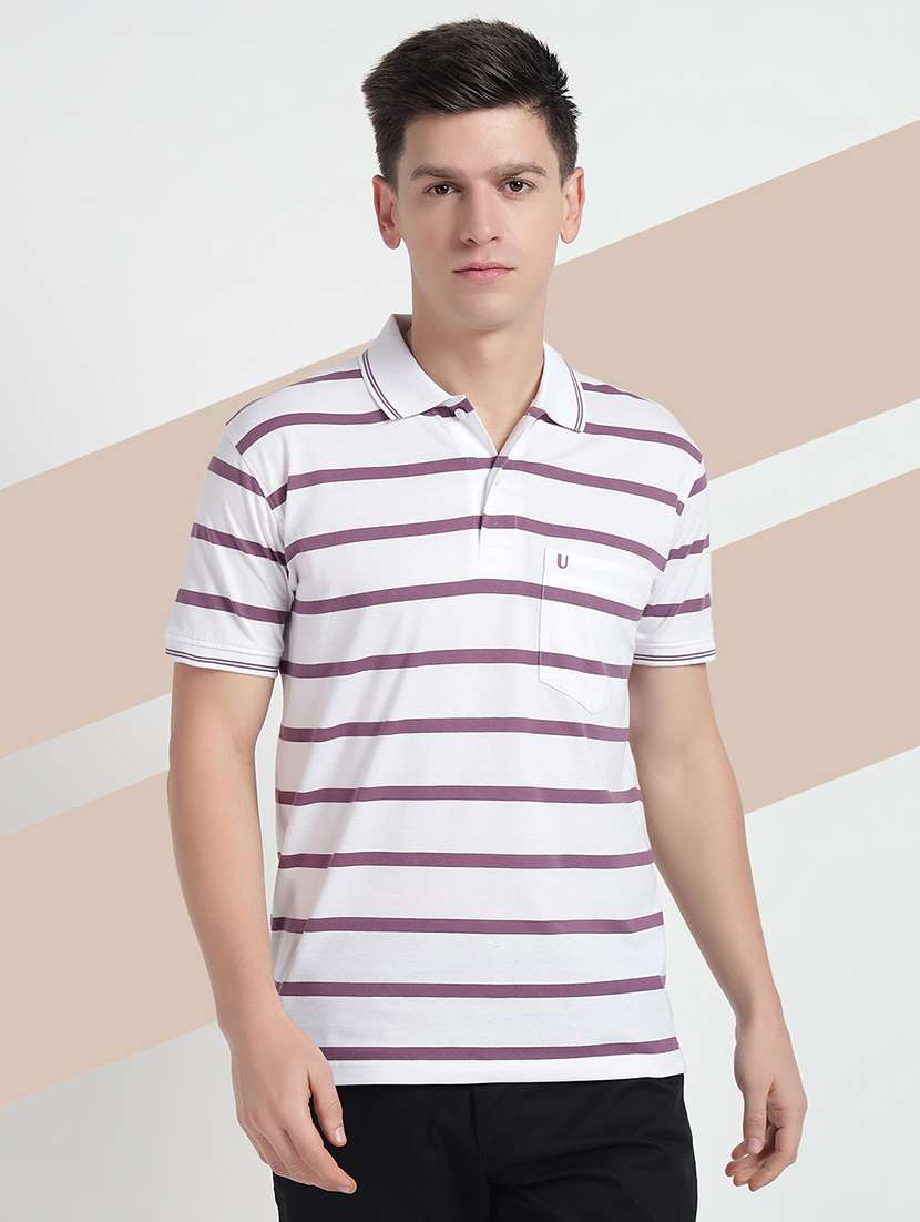 men short sleeves striped polo t-shirt
