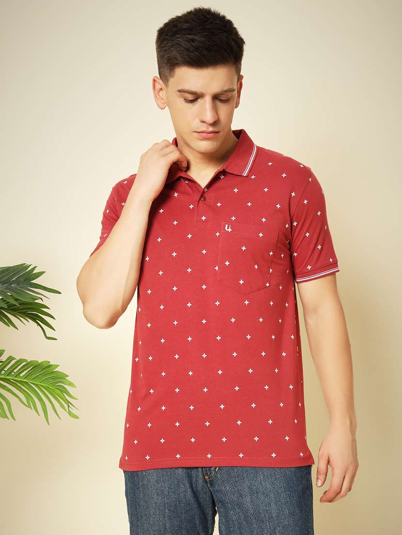 men short sleeves printed polo t-shirt