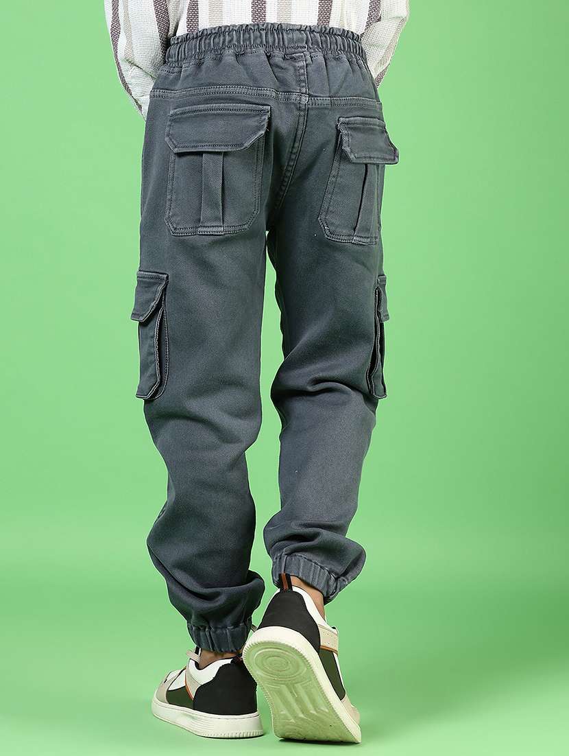 boys solid mid rise relaxed fit cargo - 21746185 -  Standard Image - 2