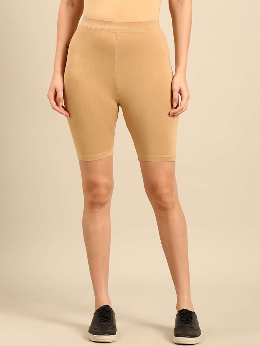 women solid mid rise cycling shorts 