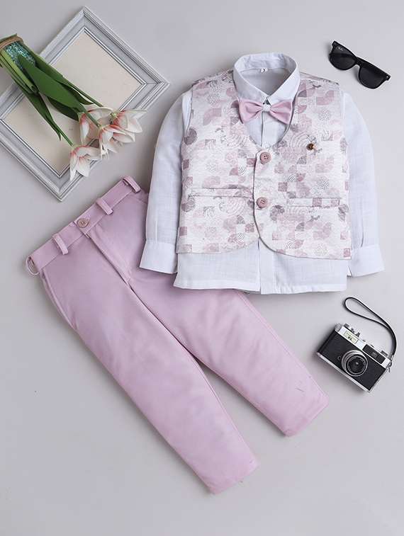 boys printed three piece suit set