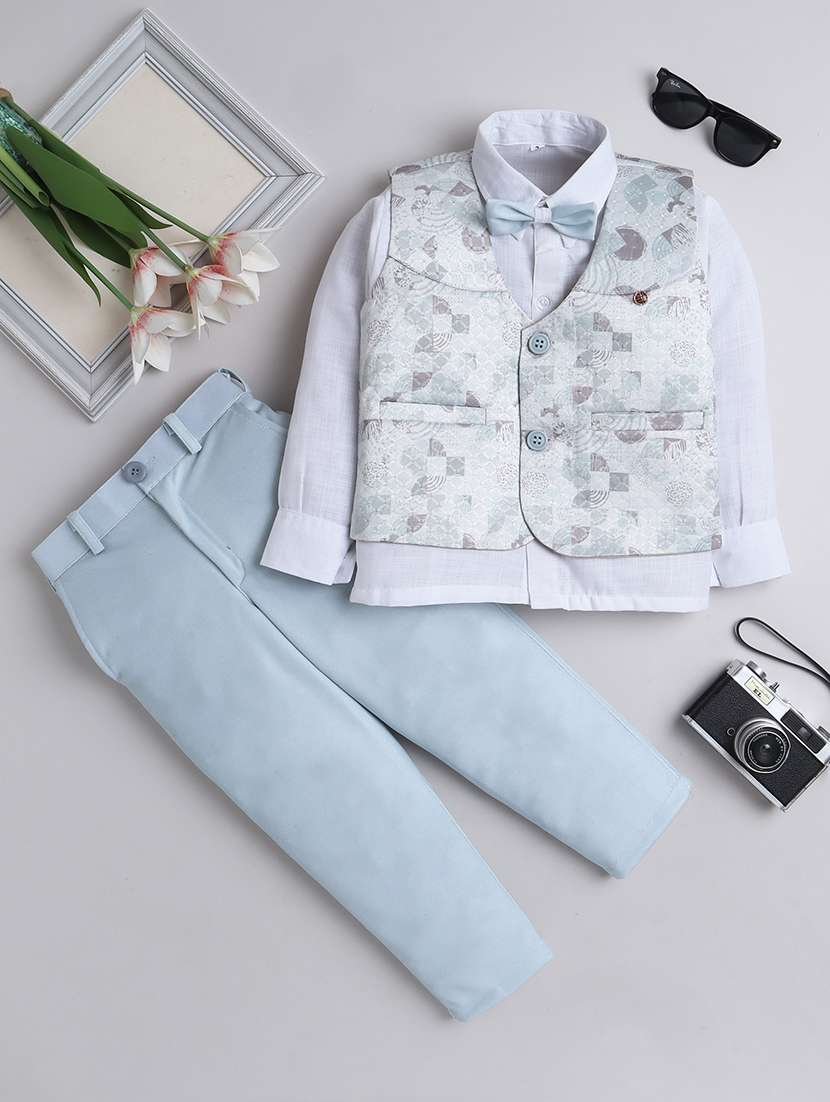 boys printed three piece suit set