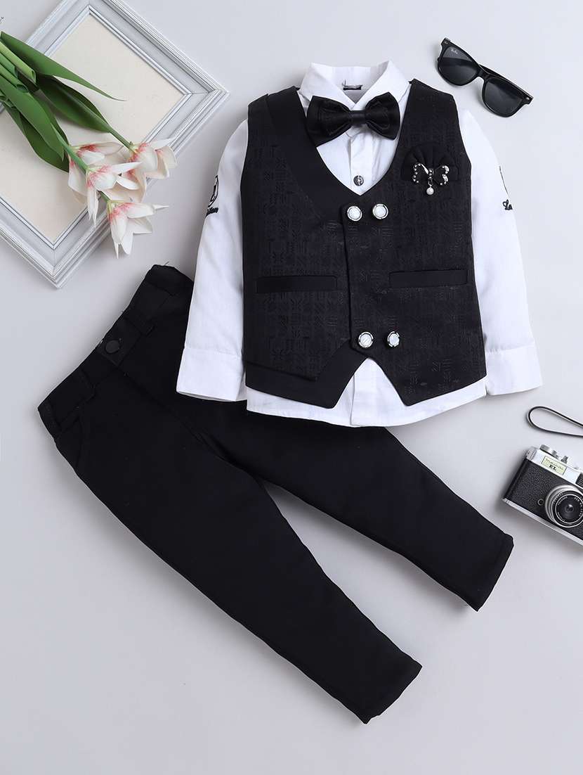 boys solid with work three piece suit set