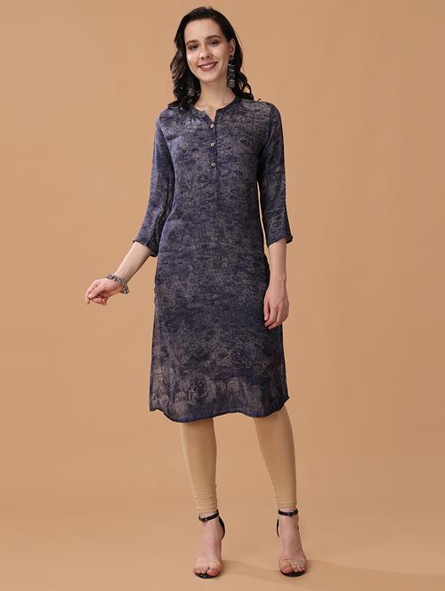 women three quarter sleeve straight kurta - 21746454 -  Standard Image - 0